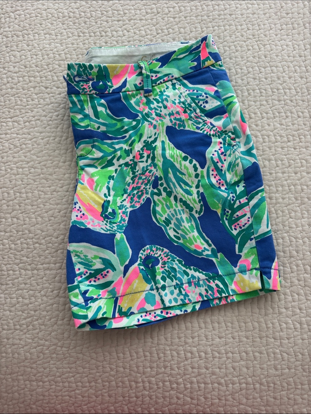 Bright Tropical Print Shorts in Blue, Green & Pink